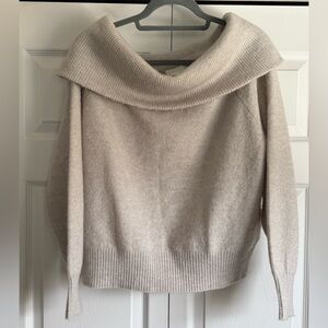 H&M Off-The-Shoulder Gray Foldover Collar Sweater